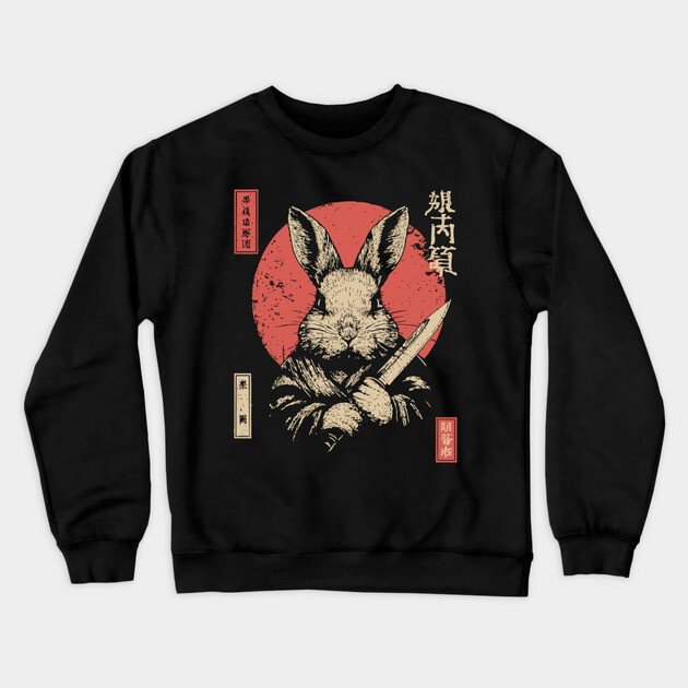 Killer Rabbit Ronin in Vintage Japanese Style Crewneck Sweatshirt by TuncGK
