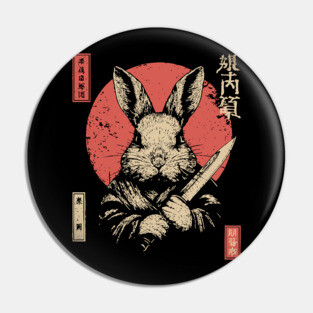 Killer Rabbit Ronin in Vintage Japanese Style Pin
