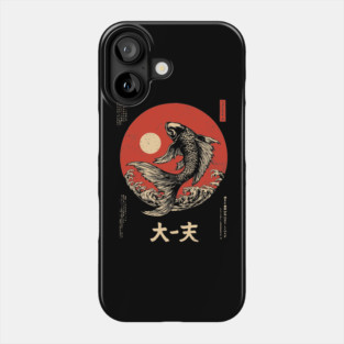 Leaping Koi Fish Over Waves in Ukiyo-e Phone Case