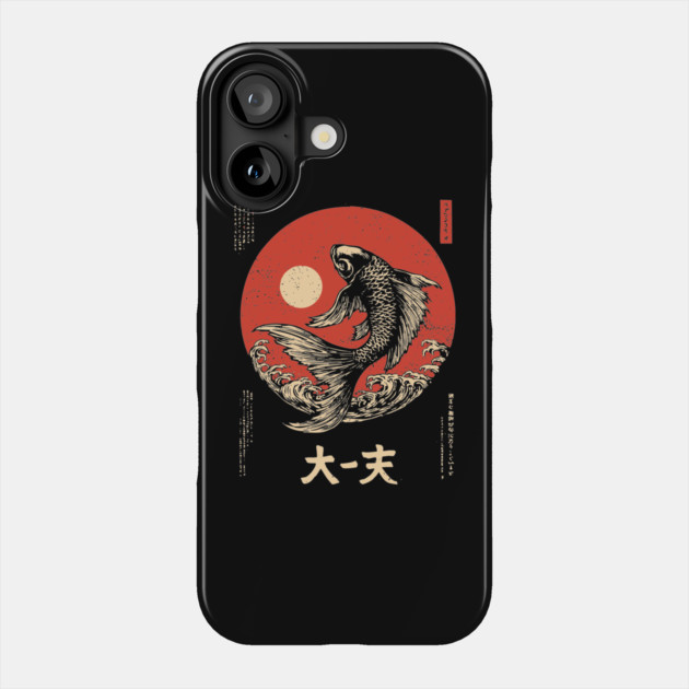 Leaping Koi Fish Over Waves in Ukiyo-e Phone Case by TuncGK