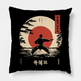 Martial Arts Master in Ukiyo-e Serenity Pillow