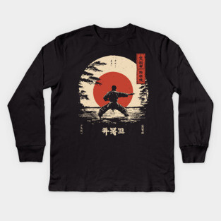 Martial Arts Master in Ukiyo-e Serenity Kids Long Sleeve T-Shirt