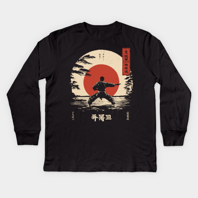 Martial Arts Master in Ukiyo-e Serenity Kids Long Sleeve T-Shirt by TuncGK