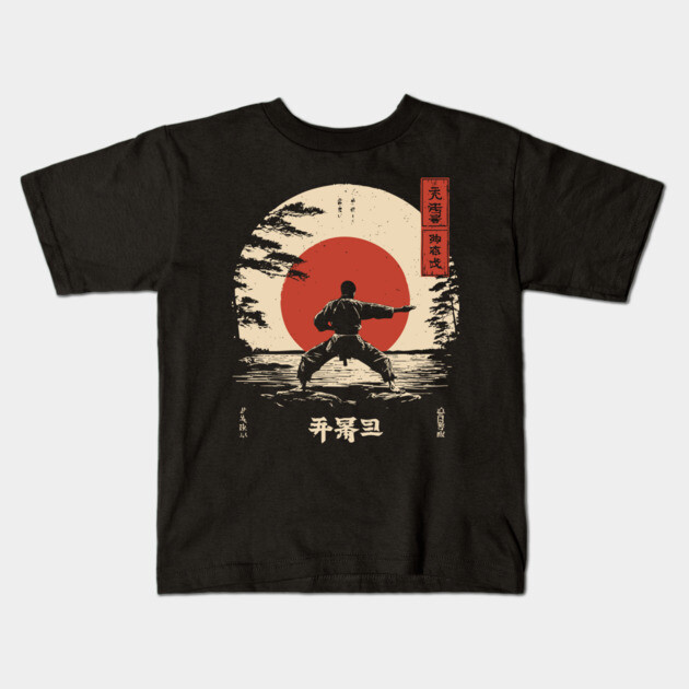 Martial Arts Master in Ukiyo-e Serenity Kids T-Shirt by TuncGK