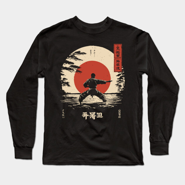 Martial Arts Master in Ukiyo-e Serenity Long Sleeve T-Shirt by TuncGK