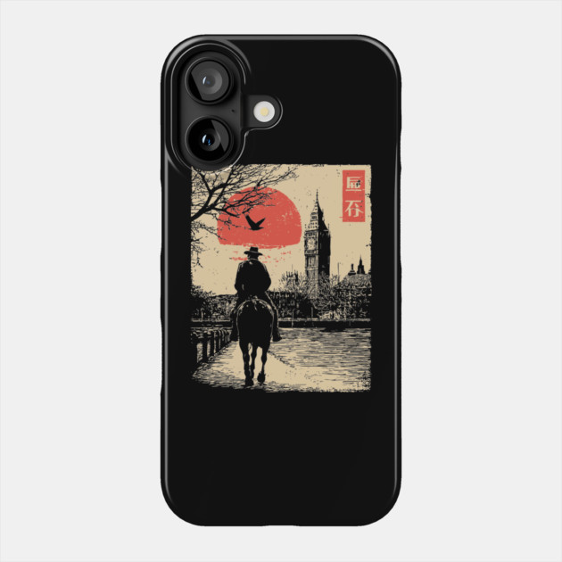 Victorian London Rider in Ukiyo-e Style Phone Case by TuncGK