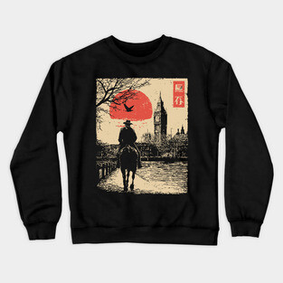 Victorian London Rider in Ukiyo-e Style Crewneck Sweatshirt
