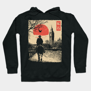 Victorian London Rider in Ukiyo-e Style Hoodie