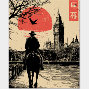 Victorian London Rider in Ukiyo-e Style Posters and Art