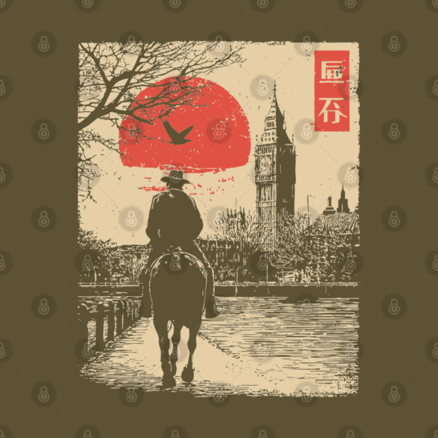 Victorian London Rider in Ukiyo-e Style by TuncGK