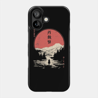 Lone Cowboy in a Japanese Woodblock West Phone Case