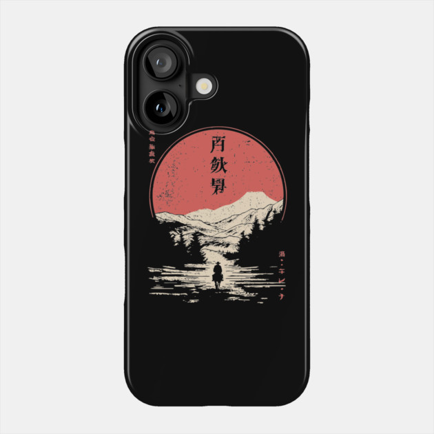 Lone Cowboy in a Japanese Woodblock West Phone Case by TuncGK