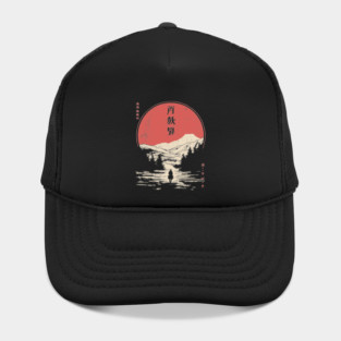 Lone Cowboy in a Japanese Woodblock West Hat