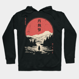 Lone Cowboy in a Japanese Woodblock West Hoodie