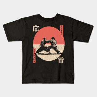 Judo Grapple in Vintage Ukiyo-e Style Kids T-Shirt