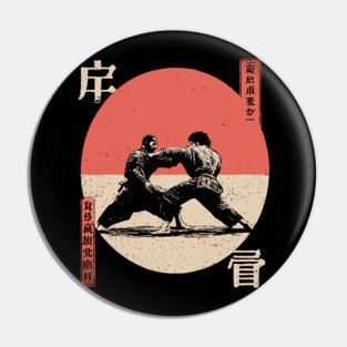 Judo Grapple in Vintage Ukiyo-e Style Pin