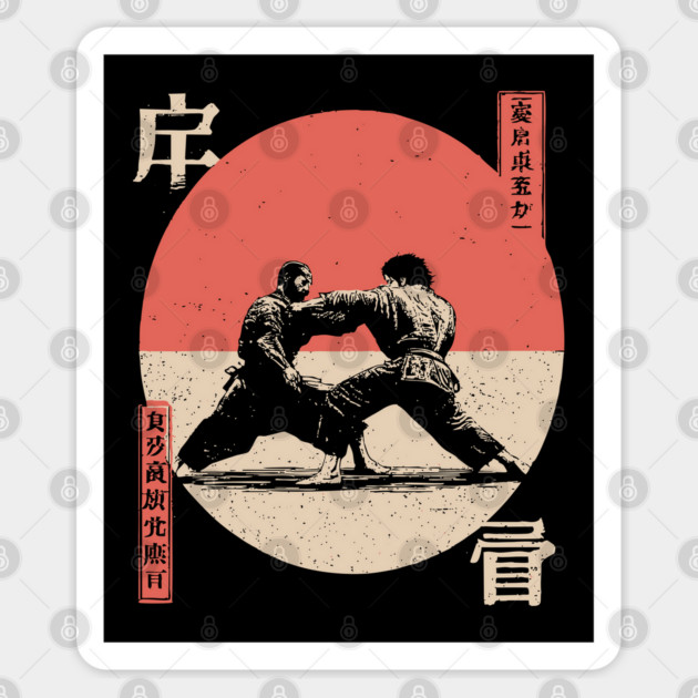 Judo Grapple in Vintage Ukiyo-e Style Sticker by TuncGK