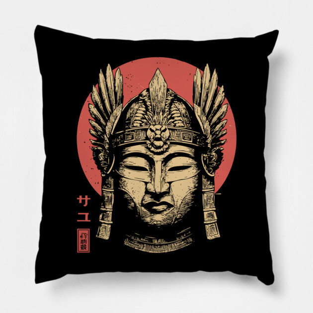 Valkyrie Buddha Mask in Ukiyo-e Fusion Pillow by TuncGK