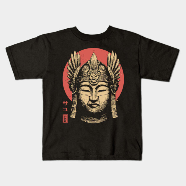 Valkyrie Buddha Mask in Ukiyo-e Fusion Kids T-Shirt by TuncGK