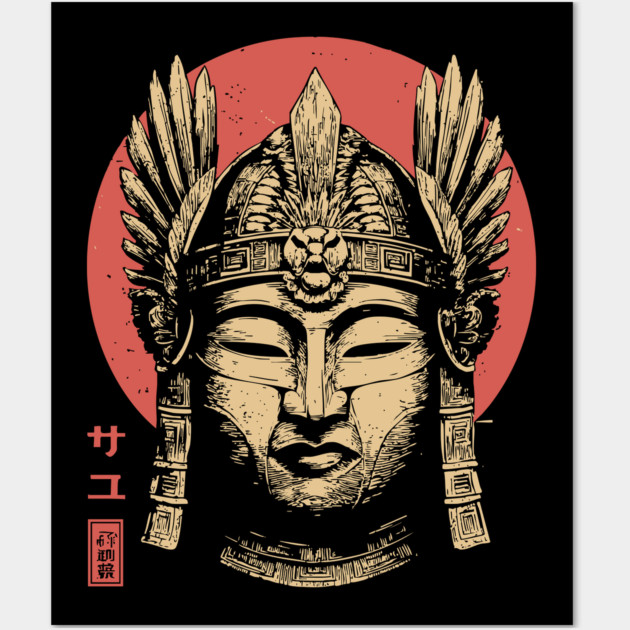 Valkyrie Buddha Mask in Ukiyo-e Fusion Wall Art by TuncGK