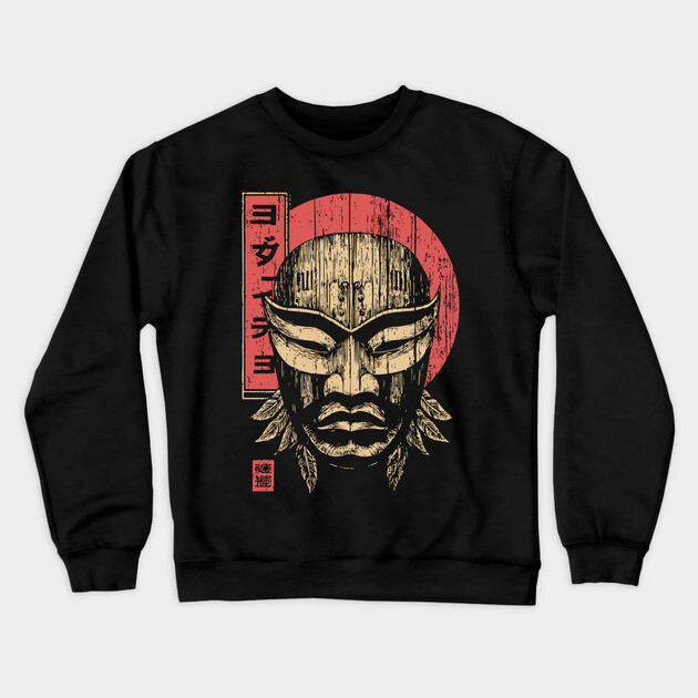 Tribal Warrior Mask in Ukiyo-e Style Crewneck Sweatshirt by TuncGK