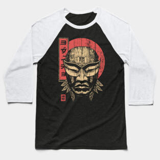 Tribal Warrior Mask in Ukiyo-e Style Baseball T-Shirt