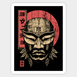 Tribal Warrior Mask in Ukiyo-e Style Sticker