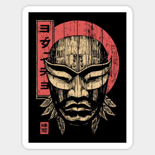 Tribal Warrior Mask in Ukiyo-e Style Magnet by TuncGK