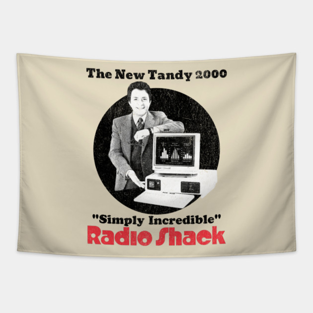 The Tandy 2000 Bill Bixby Radio Shack Vintage distressed AD Design Tapestry by Joaddo