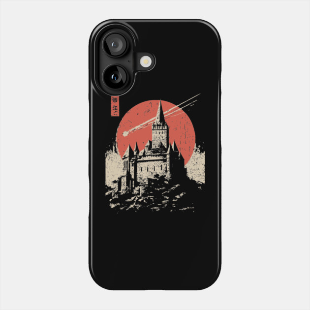 Medieval Castle Under a Comet in Ukiyo-e Style Phone Case by TuncGK