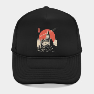 Medieval Castle Under a Comet in Ukiyo-e Style Hat