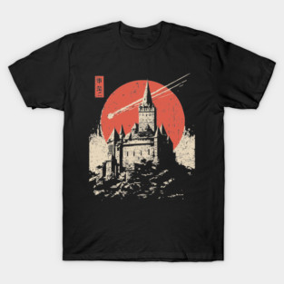 Medieval Castle Under a Comet in Ukiyo-e Style T-Shirt