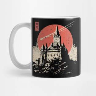Medieval Castle Under a Comet in Ukiyo-e Style Mug