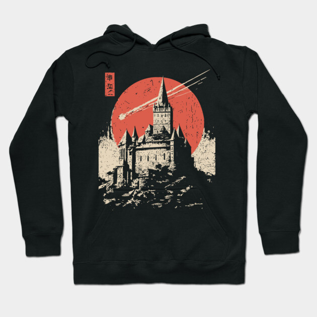 Medieval Castle Under a Comet in Ukiyo-e Style Hoodie by TuncGK