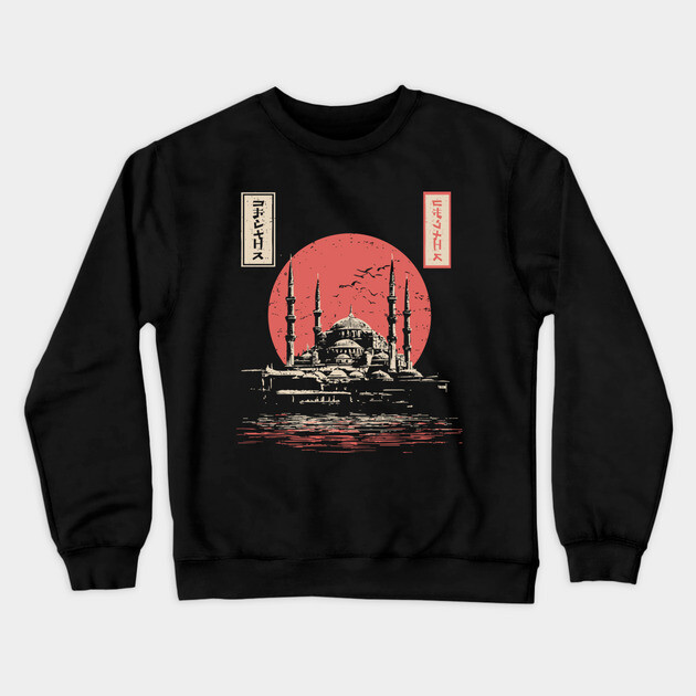 Istanbul Mosque in Serene Ukiyo-e Style Crewneck Sweatshirt by TuncGK