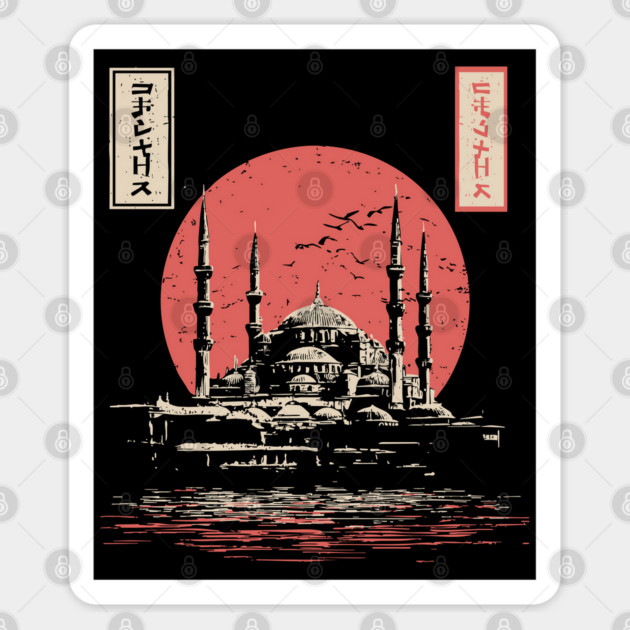 Istanbul Mosque in Serene Ukiyo-e Style Sticker by TuncGK