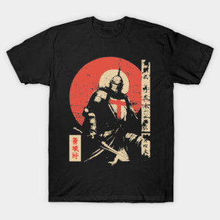 Crusader Knight as a Japanese Woodblock Warrior T-Shirt
