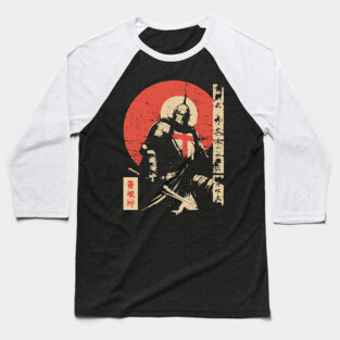 Crusader Knight as a Japanese Woodblock Warrior Baseball T-Shirt