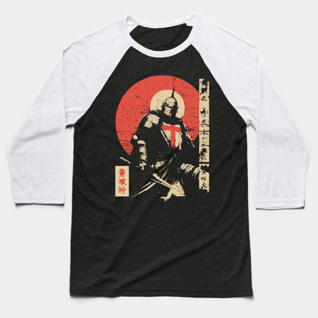 Crusader Knight as a Japanese Woodblock Warrior Baseball T-Shirt by TuncGK