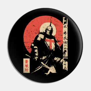 Crusader Knight as a Japanese Woodblock Warrior Pin
