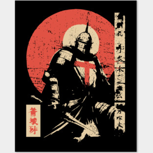 Crusader Knight as a Japanese Woodblock Warrior Posters and Art