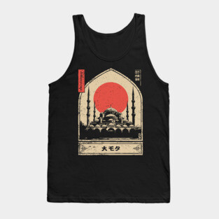 Serene Mosque in Framed Ukiyo-e Design Tank Top
