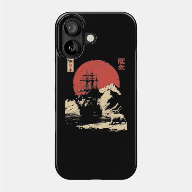 Arctic Explorer Ship in Ukiyo-e Style Phone Case by TuncGK