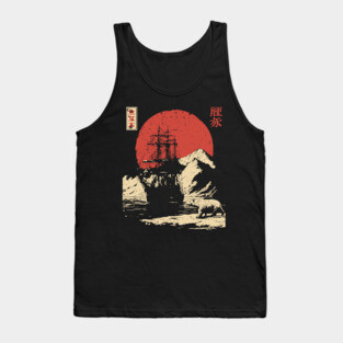 Arctic Explorer Ship in Ukiyo-e Style Tank Top