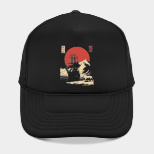 Arctic Explorer Ship in Ukiyo-e Style Hat