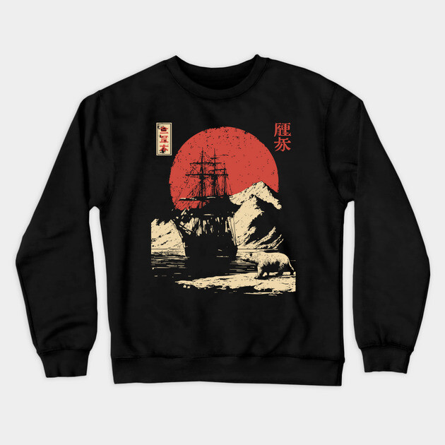 Arctic Explorer Ship in Ukiyo-e Style Crewneck Sweatshirt by TuncGK