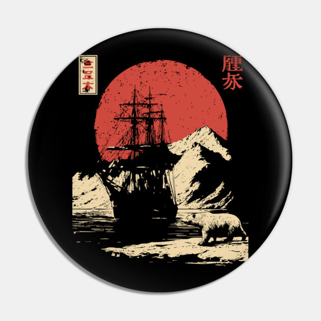 Arctic Explorer Ship in Ukiyo-e Style Pin by TuncGK