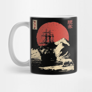 Arctic Explorer Ship in Ukiyo-e Style Mug