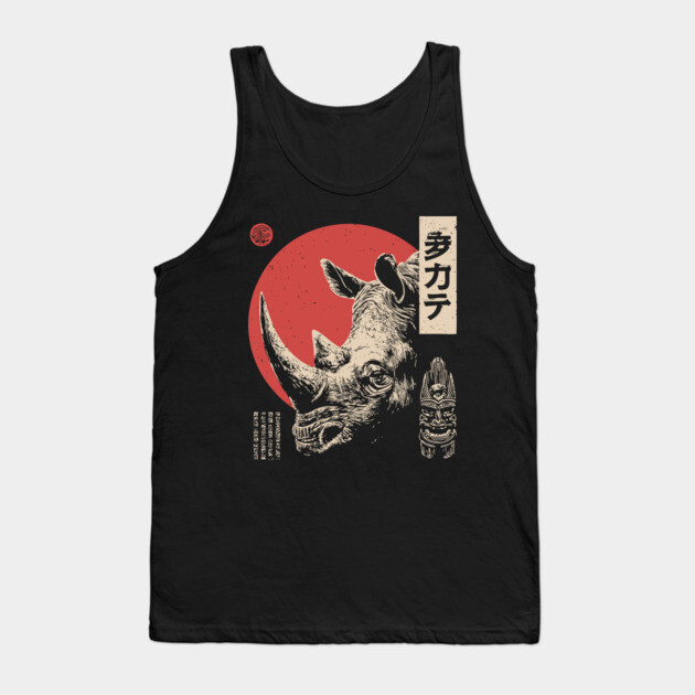 Rhino Spirit and Tribal Mask in Ukiyo-e Tank Top by TuncGK