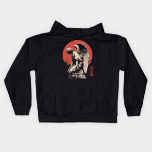 Weeping Angel in Japanese Woodblock Style Kids Hoodie